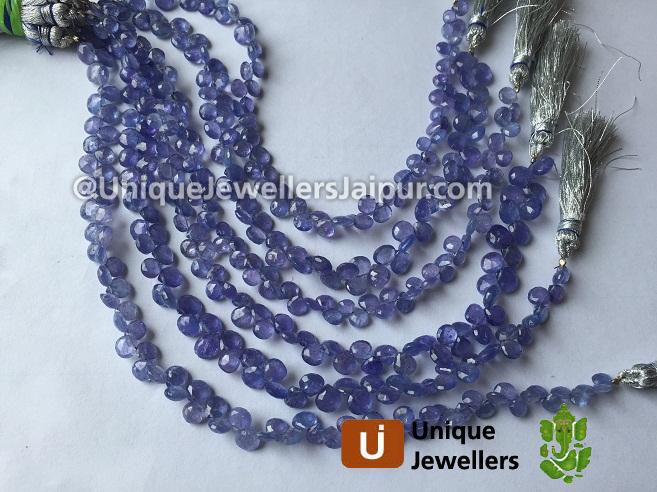 Tanzanite Faceted Heart Beads